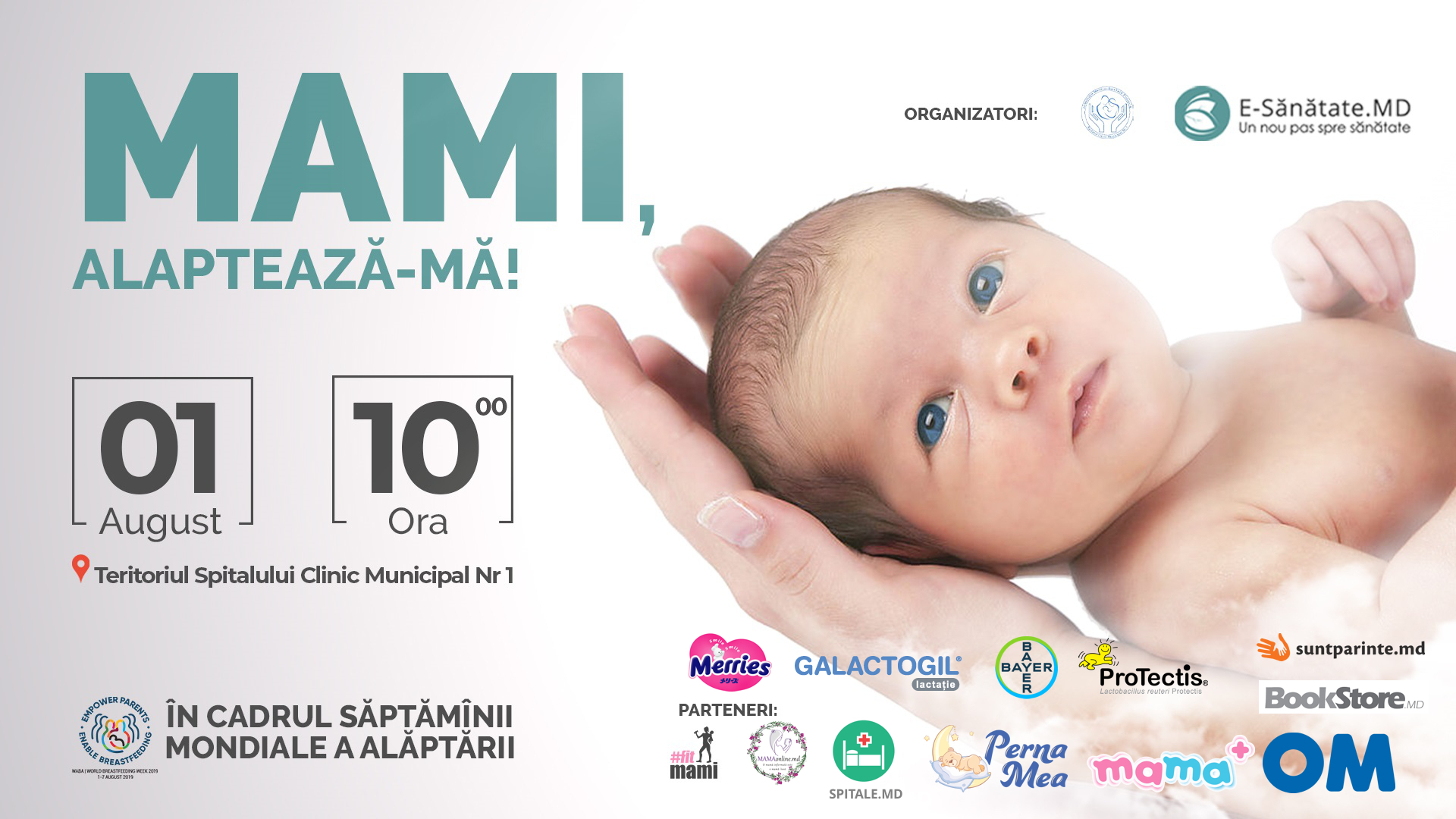 Platforma E-Sănătate și Spitalul Clinic Municipal Nr.1 vă invită la cea de-a treia șezătoare a mamelor, „Mami, Alăptează-mă!”