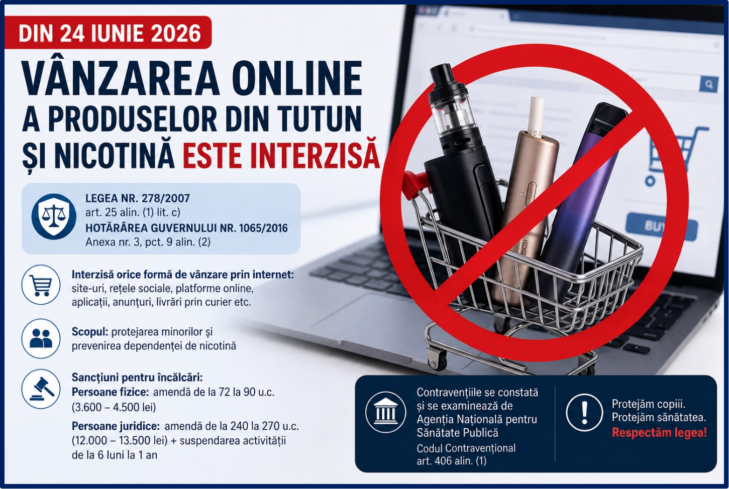 Vânzarea online a țigaretelor electronice și altor produse pentru fumat este interzisă. Amenzi de până la 13.500 de lei și suspendarea activității